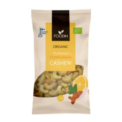 Curry-sitruuna cashew, luomu, Foodin, 120 g
