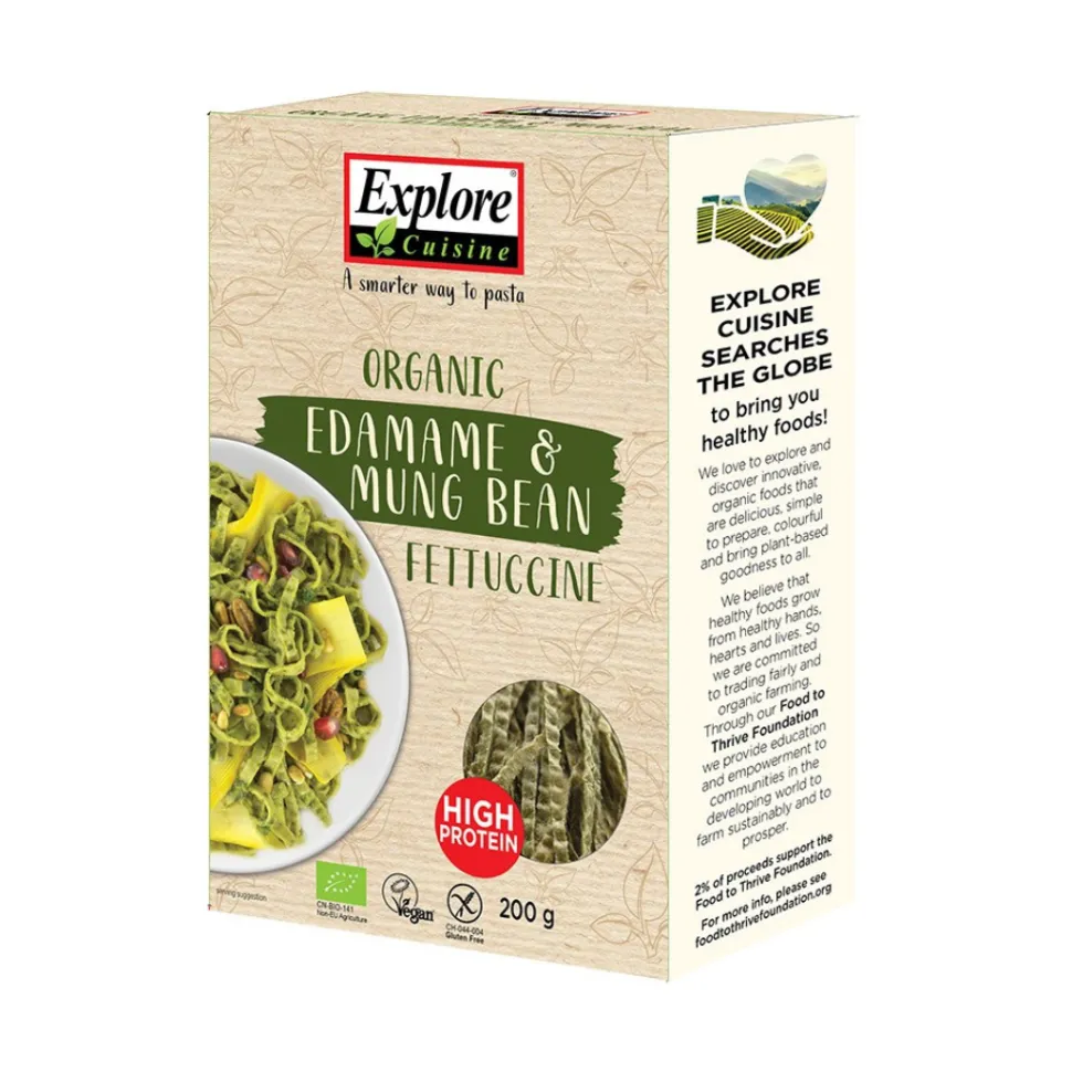 Edamame- ja mungpapu fettucine, Explore Cuisine, 200 g, luomu