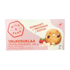 Täysvälipalakeksi Karpalo & valkosuklaa, Wild & Berg, 120 g