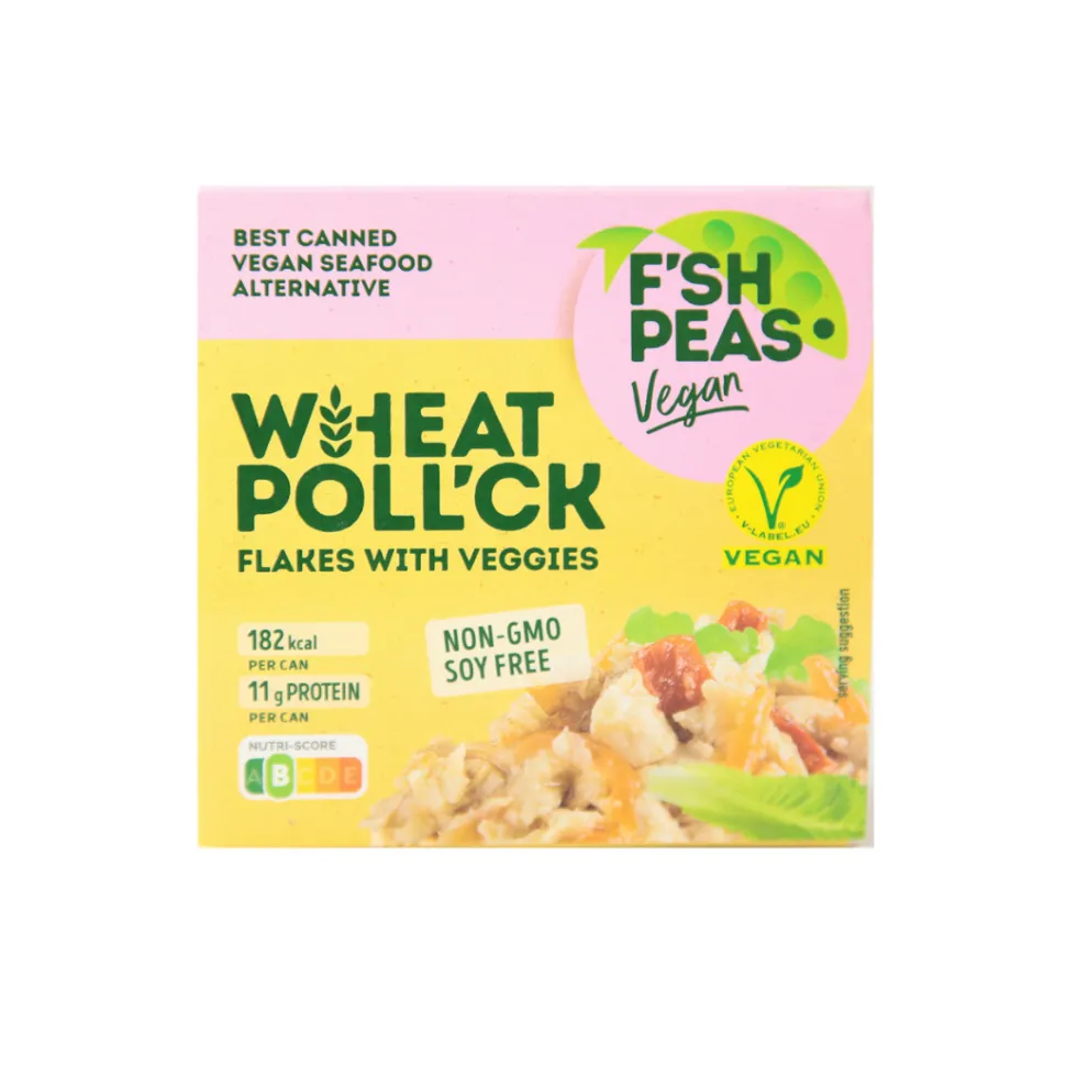 Vehnäproteiinihiutaleet kasviksilla, POLL’CK ,F’sh Peas, 140 g